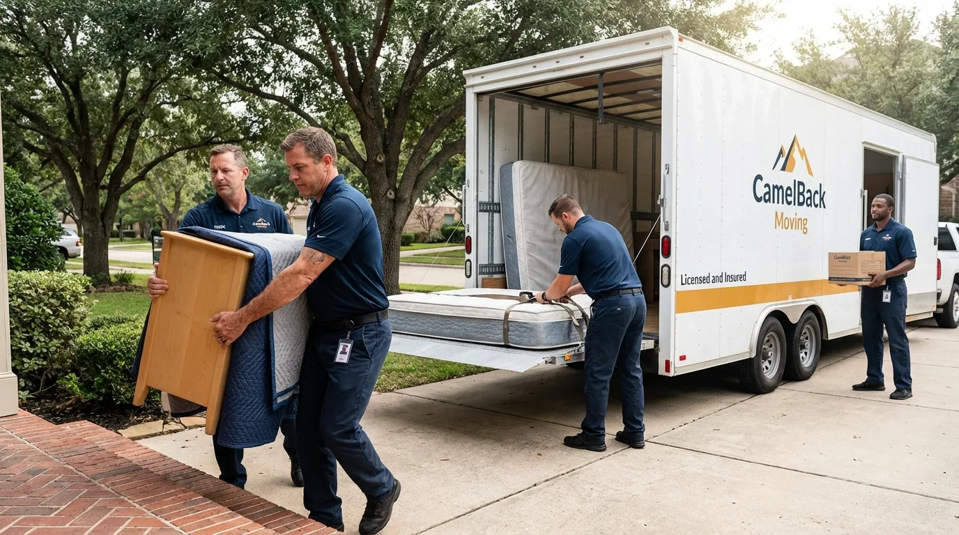 Crew loading residential truck for cross-state move from Hatillo, PR